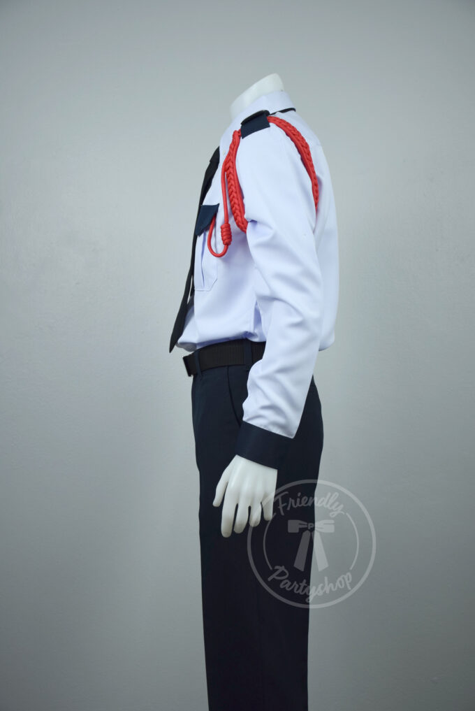 ชุด รปภ. สีขาว แขนยาว กระเป๋า-ปลายแขนสีกรม